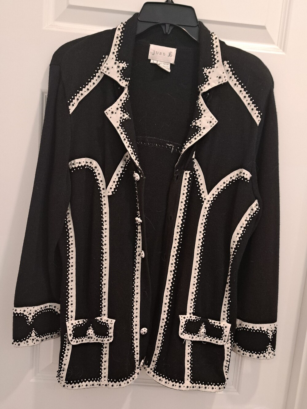 Joules Black Jacket with White Piped Embellishment
